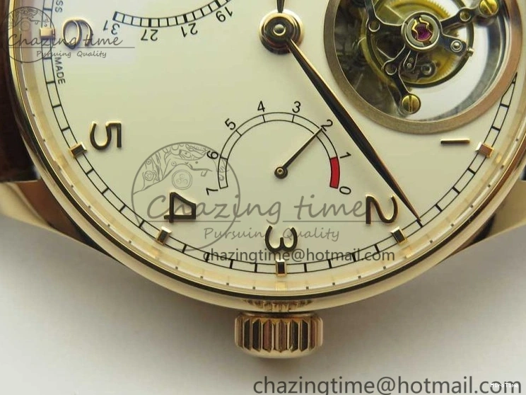 MIROTIME 1222 Portuguese Tourbillon IW504602 RG ZF Best Edition White Dial on Brown Leather Strap Stretchable 7178